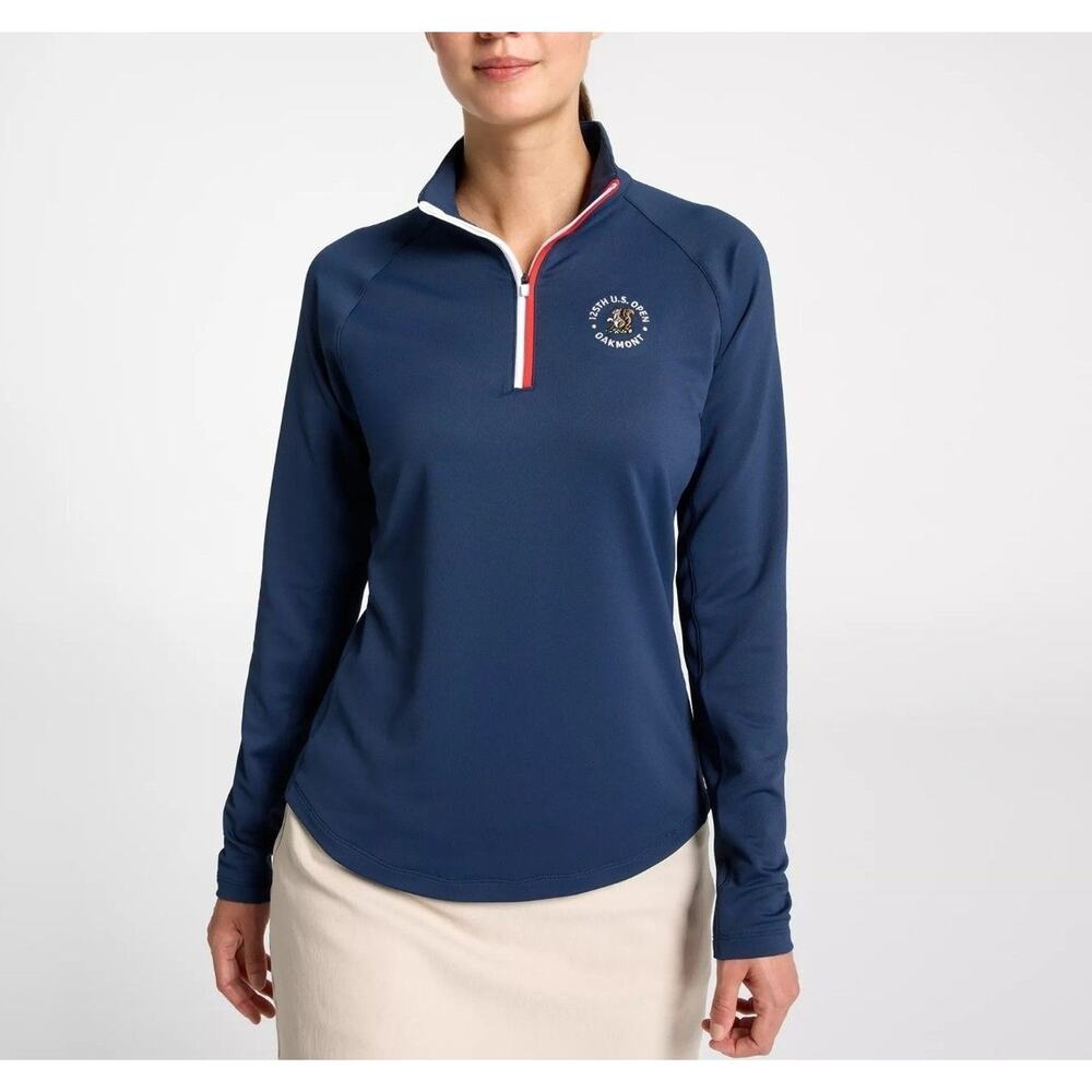 NWT 125th. U.S. Open Oakmont Walter Hagen Pullover Polo Navy MSRP $80